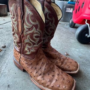 Justin Boots Brown Ostrich Western Boots